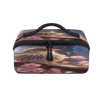 Spring Bird Cherry Blossom Travel Makeup Bag Portable Waterproof Pouch Open Flat Toiletry Bags Toiletries Cosmetics Traveling Organizer for Women Men