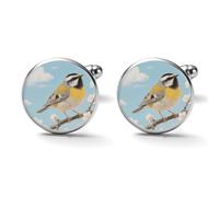 Spring Birds Blooming Flowers Alloy Cufflinks for Men 17mm 20mm Shirt Cuff Links for Wedding Business Formal Dress Father's Day Birthday Gift for Him