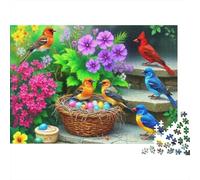 Spring Birds Garden 1000 Piece Puzzles Beautiful View Garden Birds Eggs Home Decoration Educational Game for Men And Women Challenging Jigsaw Jigsaw Puzzles for Adults 52x38cm/1000pcs