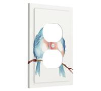 Spring Birds Light Switch Cover Plates Outlet Covers, Aqua Blue Birds for Home Décor, Artistic Wall Plate, Standard Size Single Duplex Outlet