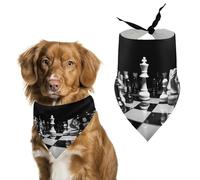 Spring Black and White Chess Dog Bandanas Triangle Holiday Pet Neck Scarf Soft Adjustable Bib Handkerchief Accessories Washable Durable Fabric for Pet Puppy Cats Large Dog