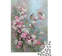 Spring Blossom Birds Painting Jigsaw Puzzles Puzzle for Adults Kids. 1000 Pieces Whimsical Challenge Toy Educational Games Home Decoration for Adults& Kids Age 14 Years Up 52x38cm/1000pcs