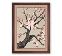 Spring Blossom Branch Japandi Framed Wall Art Print A4 (29.7×21cm) Walnut, Wall Decor for Living Room, Bedroom, Office & Home, Ready to Hang, Art Gift