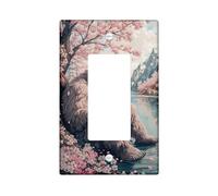 Spring Blossom Light Switch Cover Plates/Outlet Covers, Peach Cherry Flowers for Home Decor, Thermoplastic Wall Plates, Standard Size Single Rocker
