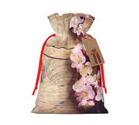 Spring Blossom On Wood Romantic Natural Gift Bag with Handles and tag, Perfect for Christmas, Birthday, Wedding or Daily Gift - (S)