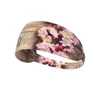 Spring Blossom On Wood Romantic Natural Print Non-Slip Elastic Running Headband, Sweat Absorbing Stretchy Hair Bands For Gym Yoga, Soft Skin-Friendly Foldable Workout Headband