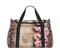 Spring Blossom On Wood Romantic Natural Print Weekender Bag,Gym Bag with,Carry On Luggage Overnight Weekend Bag, Holdall Handbag