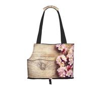 Spring Blossom On Wooden Table Printed Pet Tote Bag -Travel Pet Puppy Dog Carrier Backpack Tote Shoulder Bag For Subway/Shopping/Hiking/Traveling