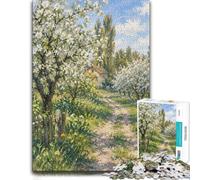 Spring Blossom Orchard Path Wooden Jigsaw Puzzle 500 Pieces, Adult Puzzle | A screen-free tabletop activity - less screen time at home on quiet evenings.