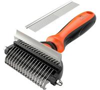 Spring Blossoms-2 in 1 Professional Grooming Rake for Cats & Dogs-Dematting Comb for Easy Mats & Tangles Removing,Pet Brush Safe No More Nasty Shedding and Flying Hair
