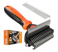 Spring Blossoms-2 in 1 Professional Grooming Rake for Cats & Dogs-Dematting Comb for Easy Mats & Tangles Removing,Pet Brush Safe No More Nasty Shedding and Flying Hair