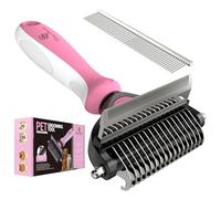 Spring Blossoms-2 in 1 Professional Grooming Rake for Cats & Dogs-Dematting Comb for Easy Mats & Tangles Removing,Pet Brush Safe No More Nasty Shedding and Flying Hair (Purple)