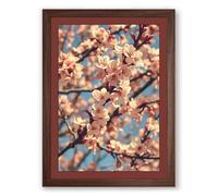 Spring Blossoms in Focus Botanical Framed Wall Art Print A4 (29.7×21cm) Walnut, Wall Decor for Living Room, Bedroom, Office & Home, Ready to Hang, Art Gift