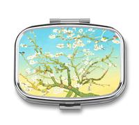 Spring Blossoms in Full Bloom Pill Case Portable Medicine Organizer Travel Daily Pill Box Small Metal Medicine Box for Purse Pocket Pill Container Holder Two Compartments Medication Holder