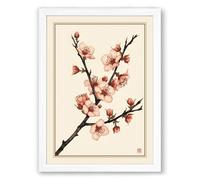 Spring Blossoms Japandi Framed Wall Art Print A1 (84.1×59.4cm) White, Wall Decor for Living Room, Bedroom, Office & Home, Ready to Hang, Art Gift