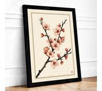 Spring Blossoms Japandi Framed Wall Art Print A2 (59.4×42cm) Black, Wall Decor for Living Room, Bedroom, Office & Home, Ready to Hang, Art Gift