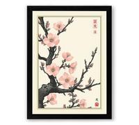 Spring Blossoms Japandi Framed Wall Art Print A2 (59.4×42cm) Black, Wall Decor for Living Room, Bedroom, Office & Home, Ready to Hang, Art Gift