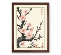 Spring Blossoms Japandi Framed Wall Art Print A2 (59.4×42cm) Walnut, Wall Decor for Living Room, Bedroom, Office & Home, Ready to Hang, Art Gift