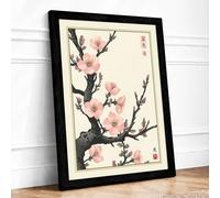 Spring Blossoms Japandi Framed Wall Art Print A3 (42×29.7cm) Black, Wall Decor for Living Room, Bedroom, Office & Home, Ready to Hang, Art Gift