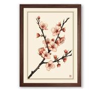 Spring Blossoms Japandi Framed Wall Art Print A3 (42×29.7cm) Walnut, Wall Decor for Living Room, Bedroom, Office & Home, Ready to Hang, Art Gift