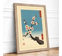 Spring Blossoms on Aged Branch Japandi Framed Wall Art Print A2 (59.4×42cm) Oak, Wall Decor for Living Room, Bedroom, Office & Home, Ready to Hang, Art Gift