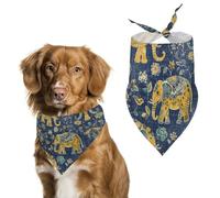 Spring Blue Elephant Print Dog Bandanas Triangle Holiday Pet Neck Scarf Soft Adjustable Bib Handkerchief Accessories Washable Durable Fabric for Pet Puppy Cats Large Dog