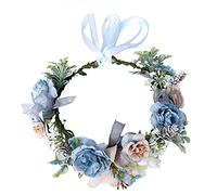 Spring Blue Flower Crowns Beach Floral Leaves Garland Wedding Party Wreath Headpiece