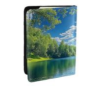Spring Blue Skies and Sunshine, Outdoor Fishing Printed Passport Holder,Travel Pu Leather Passport Cover Case Organiser for Men Women,6.5 Inch