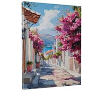 Spring Bougainvillea Canvas Wall Art, Peach Violet Coastal Flower Prints, Bright Aesthetic Decor for Living Room, Bedroom, Kitchen, Unframed 8x12 Inch