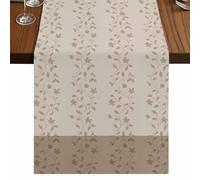 Spring Branches Table Runner, Simple Khaki Leaf Branch Plant Light Brown Background Cotton and Table Linen Runner for Kitchen Dining Home Decor for Party Festival Holiday Decoration Gift 16x72in