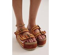 Spring Breaker Flatform Sandals by Intentionally Blank at Free People in Chestnut Combo, Size: EU 39 - female