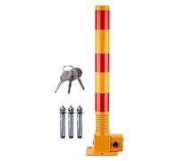 Spring Buffer Foldable Parking Bollard, Lockable Anti-Collision Parking Security Post with Reflective Strip, Heavy Duty Cold Rolled Steel Private Parking Blocker with Keys(Yellow-red)
