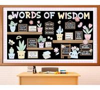 Spring Bulletin Board Set Motivational Words Wisdom Classroom Decor Inspirational Positive Potted Plants Cutouts for School Office Home Library