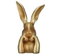 Spring Bunny Easter Decoration, 13 Inch Vintage Gold Resin Bunny Statue, Large Rabbit Figurine for Easter Table Centerpiece, Home Indoor Decor & Sculpture Collectible Gift