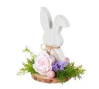Spring Bunny Ornament - Wooden Desk Display Stand, Easter Rabbit Decoration | Charming Wooden Bunny Figure, Holiday Party Supplies, Christmas Decorations Pe
