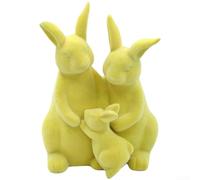 Spring Bunny Resin Ornament with Flocked Finish for Rustic Easter Decor and Farmhouse Style Tabletop Arrangement (B)