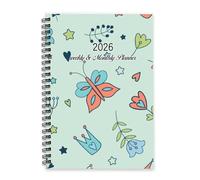Spring Butterflies and Flowers Journal 2026 A5 To Do List Notebook 2026 Planner Daily Diary for Men Notebook Journal for Workout Week To View Monthly Year Diary Planner with Dotted Line Note Page Slim