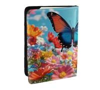 Spring Butterflies and Flowers Printed Passport Holder,Travel Pu Leather Passport Cover Case Organiser for Men Women,6.5 Inch