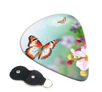 Spring Butterfly and flower1 Print Guitar Picks 6 Pack With Organizer Storage Bag 0.46 0.71 0.96mm Guitar Plectrums Guitars Accessories For Bass Electric Acoustic Guitars