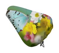 Spring Butterfly Bike Seat Cover for Men Women Water Repellent Exercise Bike Seat Cushion Adjustable Bicycle Seat for Outdoor Biking
