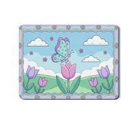 Spring Butterfly Dish Drying Mats for Kitchen Counter, Floral Absorbent Rubber Dish Drainer Rack Mat, Colorful Cartoon Pu Leather Drying Pad 18x24 Inch