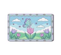 Spring Butterfly Dish Drying Mats for Kitchen Counter, Floral Absorbent Rubber Dish Drainer Rack Mat, Colorful Cartoon Pu Leather Drying Pad 12x20 Inch