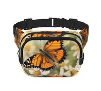 Spring Butterfly Flowers Fanny Pack Adjustable Crossbody Bag Large Waist Bag Travel Belt Bag Unisex Bum Bag, Black, One Size