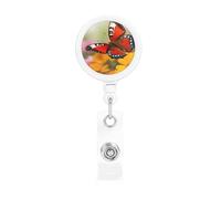 Spring Butterfly Retractable Badge Reel Heavy Duty Badge Holder with Belt Clip Retractable Lanyards ID Card Holder with Keychain Name Badge Clips for Office Nurse Employee