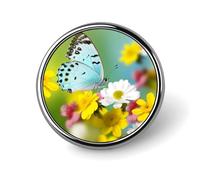 Spring Butterfly Round Badge Cute Enamel Lapel Pin Brooches Button Pin Personalized Clothing Decoration Unisex Badge Holder Hats Bags Shirts Decor