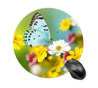Spring Butterfly Round Mouse Pad Smooth Glide Gaming Mousepad Extra Density Portable Comfortable Mouse Mat for Desk, Home, Office 7.8x7.8 Inches