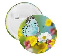 Spring Butterfly Tinplate Badge Personalized Round Brooch Large Craft Button Suitable for Teachers, Nurses, Doctors, Staff, Party Gift Accessories, 12pcs, Plastic, plastics