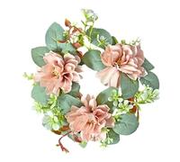 Spring Candle Rings Wreaths,Artificial Greenery Flower Lantern Wreath Candle Holder - Centerpieces Candle Flower Rings with Eucalyptus Leaves for Pillar Candle, Valentine Day, Farmhouse