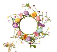 Spring Candle Wreaths | 27 Centimeters Eggs Wild Flowers Garland - Easter Wreath Embellishments - Suitable For Home, Kitchen, Table, Chimney And As Centerpiece