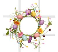 Spring Candle Wreaths - Garland with Eggs and Wild Flowers 27 cm, Small Easter Garland, for Home Door Table Centerpiece